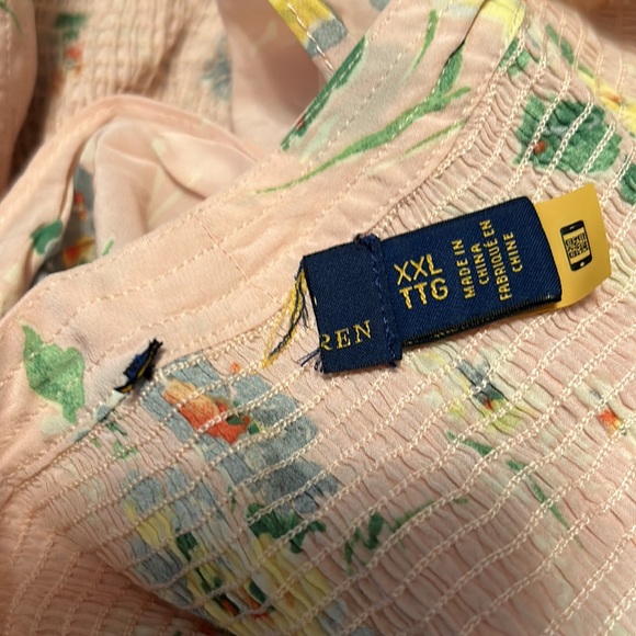 Polo Ralph Lauren- Floral Tulip Sleeve- Tie Neck Blouse - Size XXL - Picture 4 of 5